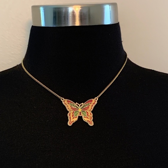 Sarah Coventry 1978 Fly Away Choker Butterfly Necklace - Picture 2 of 7